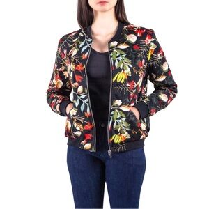 ZARA TRAFALUC Floral Bomber Women Jacket Cropped Reversible Travel Vacation NWOT